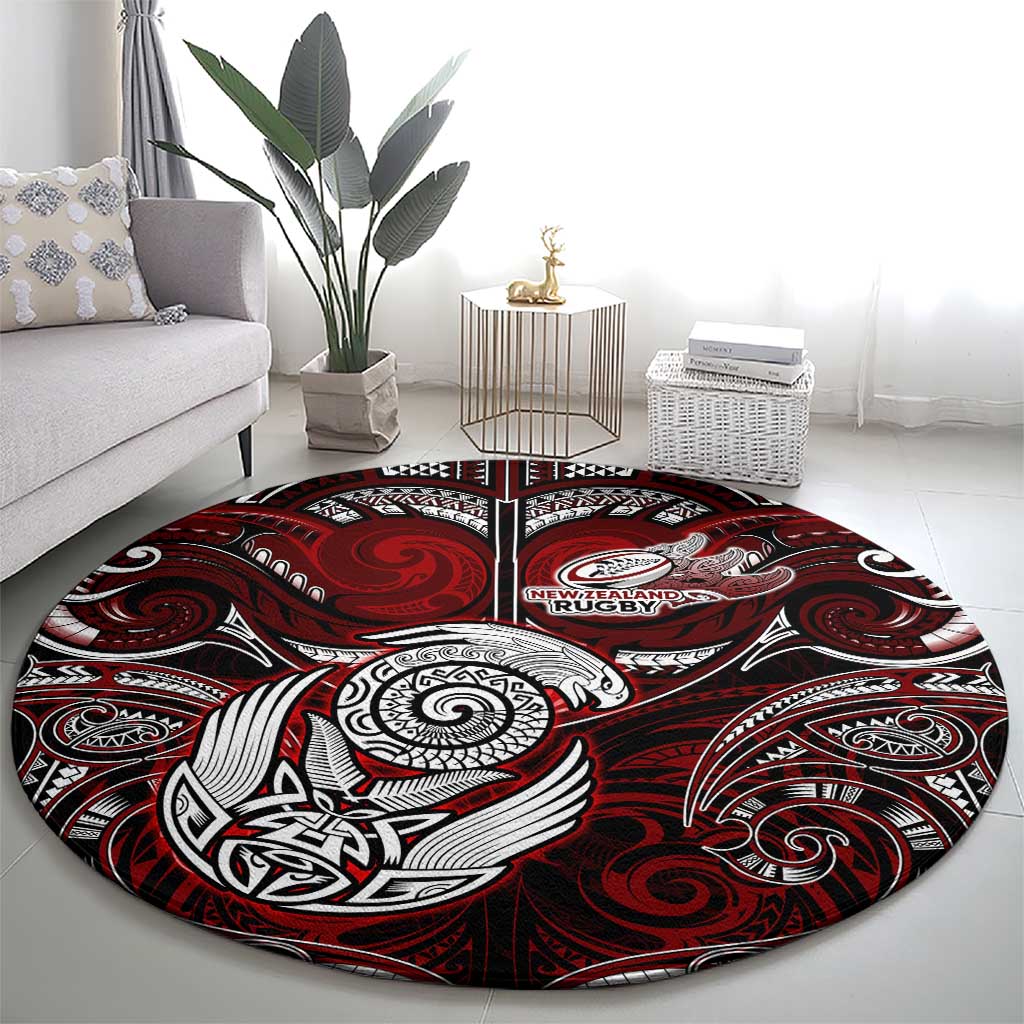 New Zealand Aotearoa Rugby Round Carpet Maori Fern Tattoo Art DT02 - Polynesian Pride
