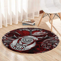 New Zealand Aotearoa Rugby Round Carpet Maori Fern Tattoo Art DT02 - Polynesian Pride