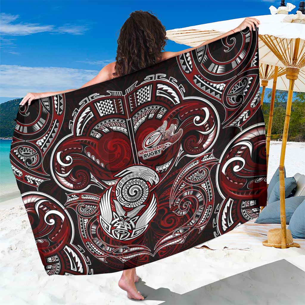 New Zealand Aotearoa Rugby Sarong Maori Fern Tattoo Art DT02 One Size 44 x 66 inches Red - Polynesian Pride