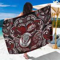New Zealand Aotearoa Rugby Sarong Maori Fern Tattoo Art DT02 One Size 44 x 66 inches Red - Polynesian Pride