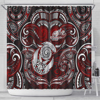 New Zealand Aotearoa Rugby Shower Curtain Maori Fern Tattoo Art DT02 - Polynesian Pride