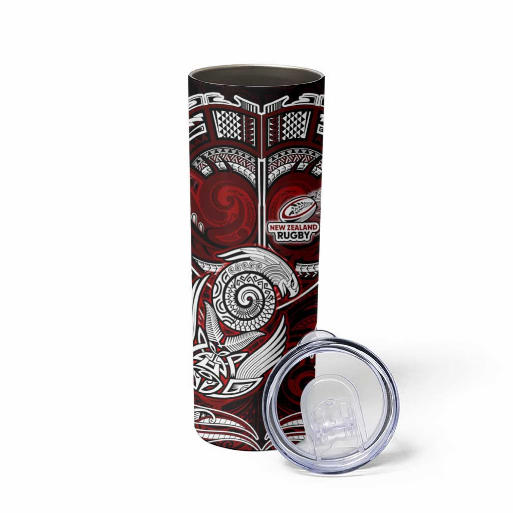 New Zealand Aotearoa Rugby Skinny Tumbler Maori Fern Tattoo Art DT02 - Polynesian Pride