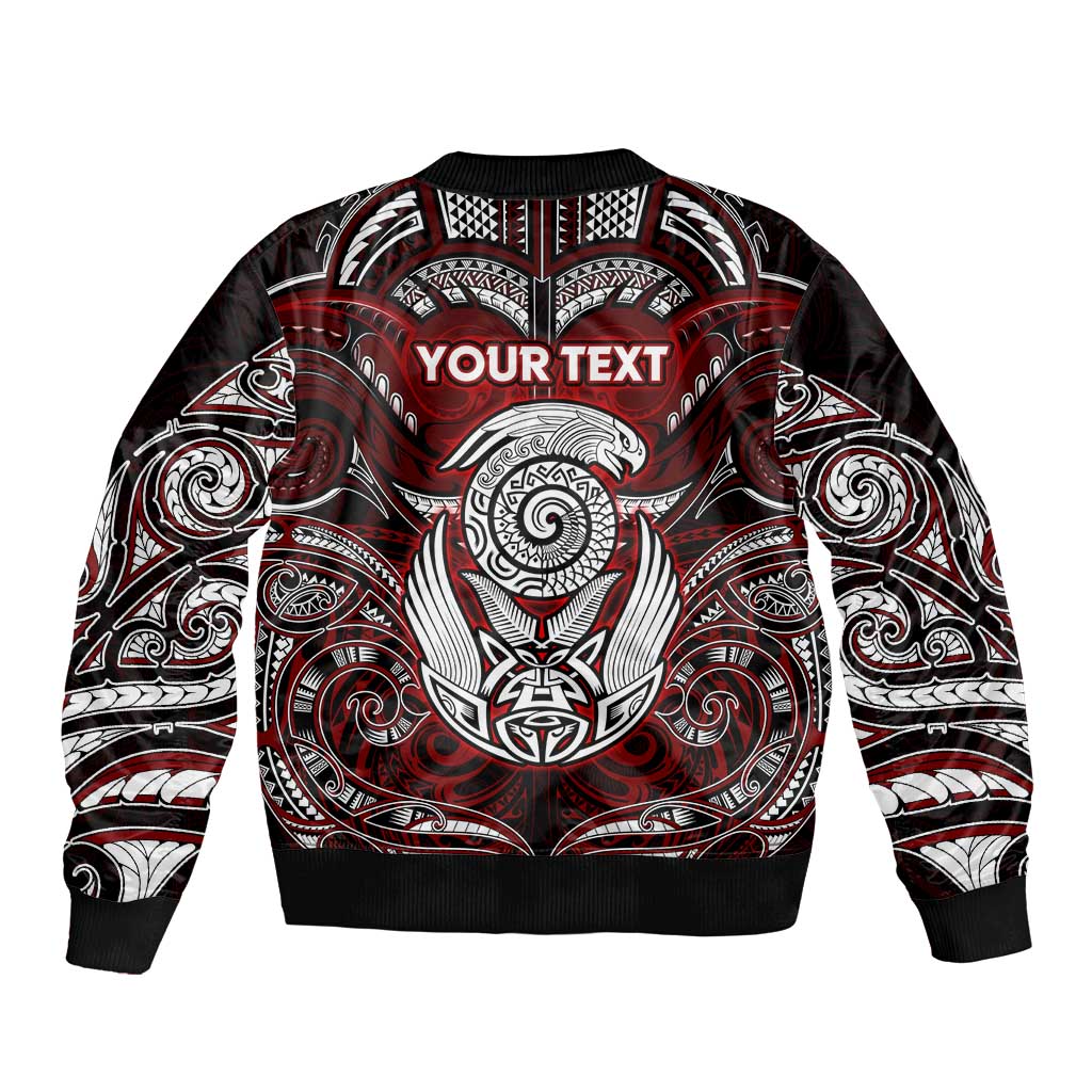 Personalized New Zealand Aotearoa Rugby Sleeve Zip Bomber Jacket Maori Fern Tattoo Art DT02 - Polynesian Pride