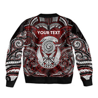 Personalized New Zealand Aotearoa Rugby Sleeve Zip Bomber Jacket Maori Fern Tattoo Art DT02 - Polynesian Pride