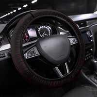 New Zealand Aotearoa Rugby Steering Wheel Cover Maori Fern Tattoo Art DT02 Universal Fit Red - Polynesian Pride