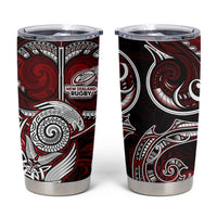 New Zealand Aotearoa Rugby Tumbler Cup Maori Fern Tattoo Art DT02 Red - Polynesian Pride