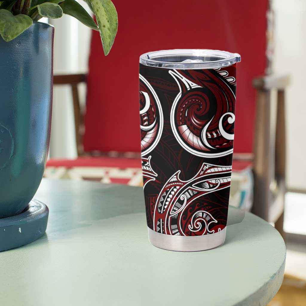 New Zealand Aotearoa Rugby Tumbler Cup Maori Fern Tattoo Art DT02 - Polynesian Pride