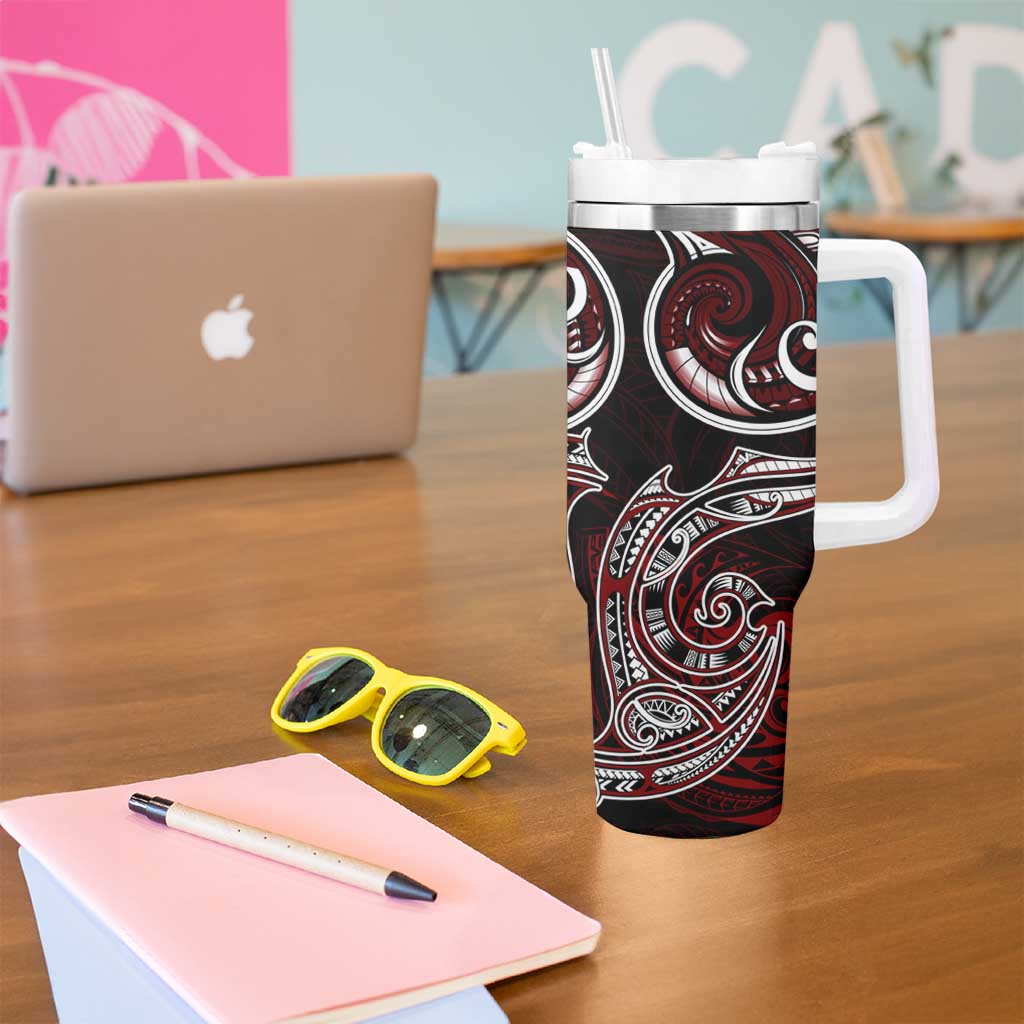 New Zealand Aotearoa Rugby Tumbler With Handle Maori Fern Tattoo Art DT02 - Polynesian Pride