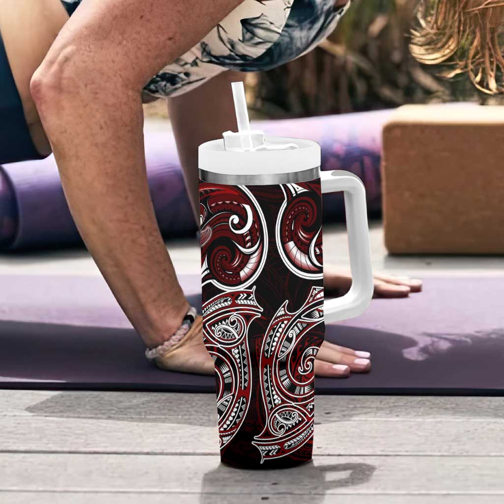 New Zealand Aotearoa Rugby Tumbler With Handle Maori Fern Tattoo Art DT02 - Polynesian Pride
