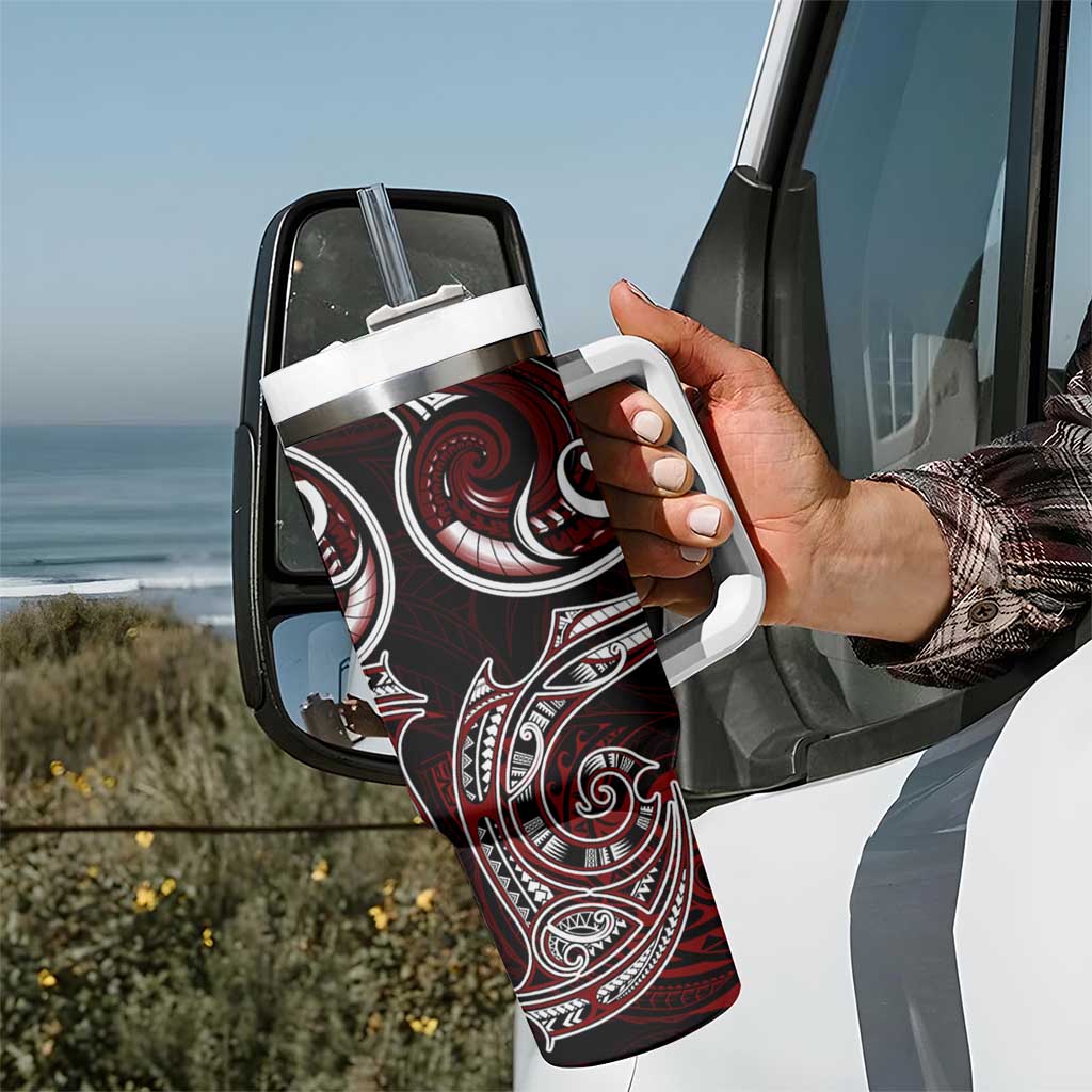 New Zealand Aotearoa Rugby Tumbler With Handle Maori Fern Tattoo Art DT02 - Polynesian Pride