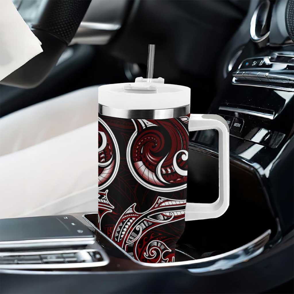 New Zealand Aotearoa Rugby Tumbler With Handle Maori Fern Tattoo Art DT02 - Polynesian Pride