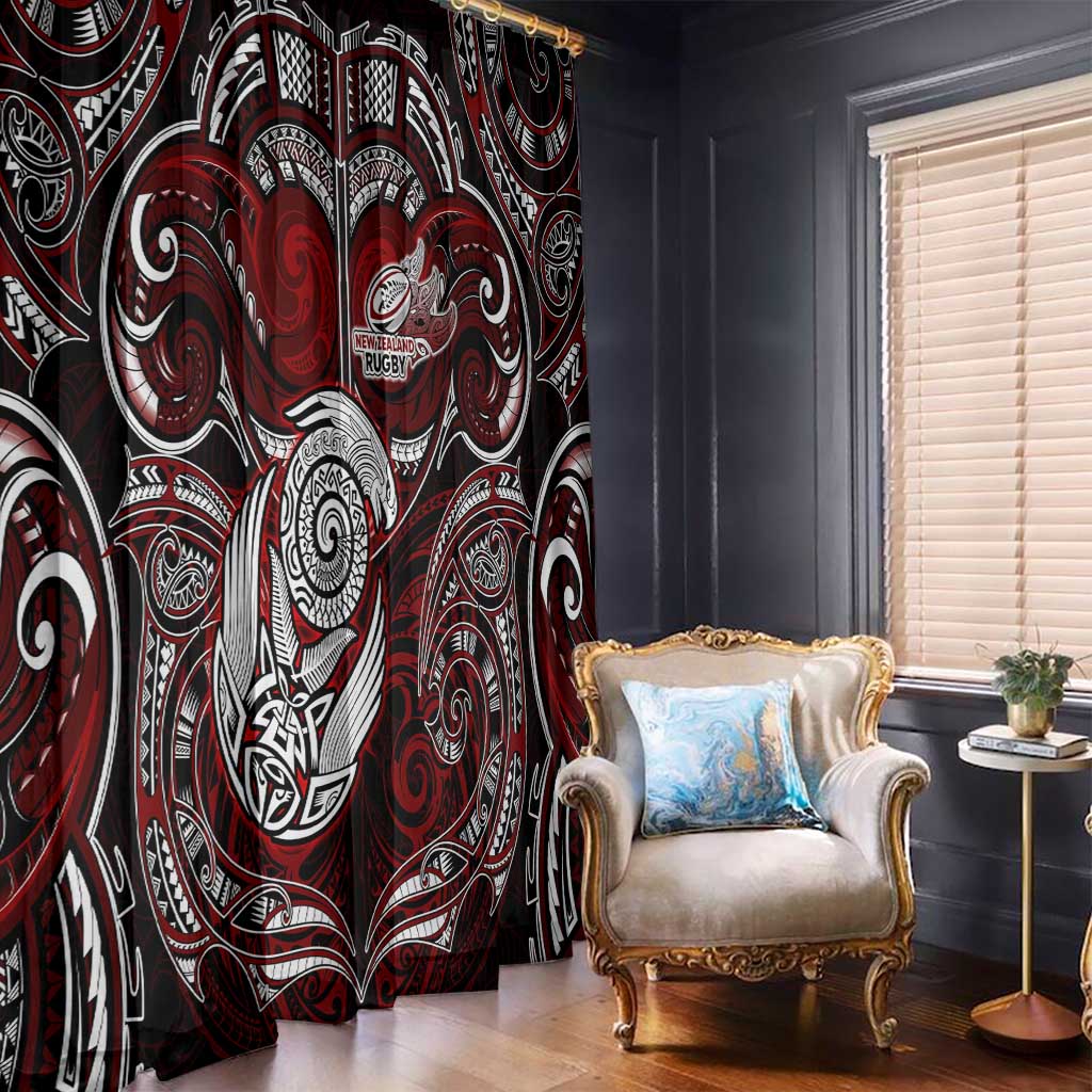 New Zealand Aotearoa Rugby Window Curtain Maori Fern Tattoo Art DT02 - Polynesian Pride