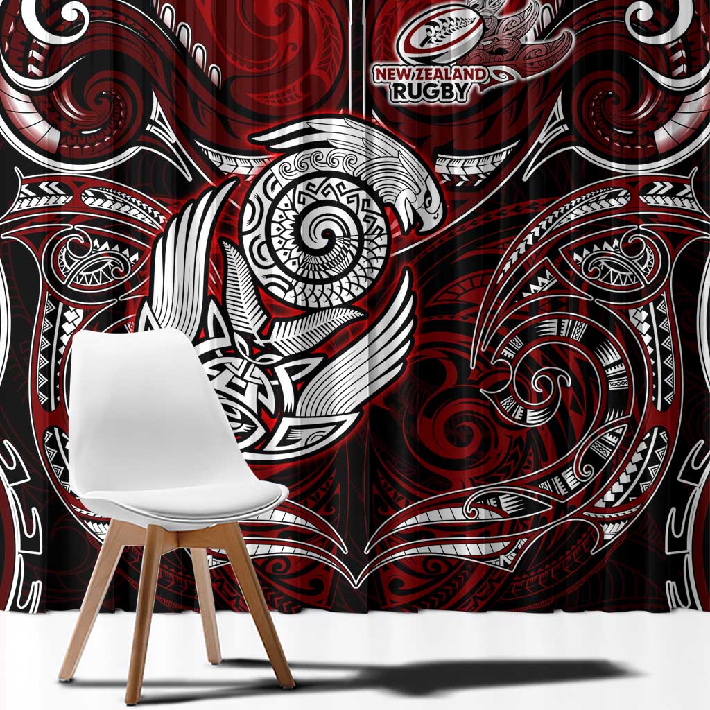 New Zealand Aotearoa Rugby Window Curtain Maori Fern Tattoo Art DT02 - Polynesian Pride