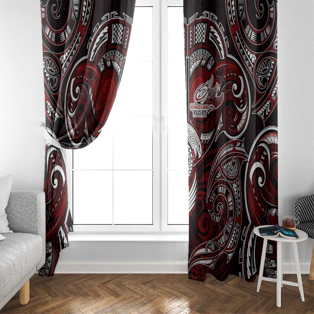 New Zealand Aotearoa Rugby Window Curtain Maori Fern Tattoo Art DT02 - Polynesian Pride