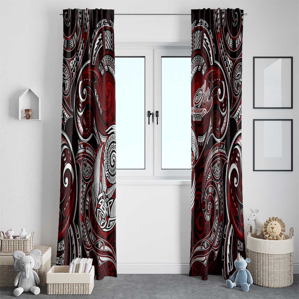 New Zealand Aotearoa Rugby Window Curtain Maori Fern Tattoo Art DT02 - Polynesian Pride