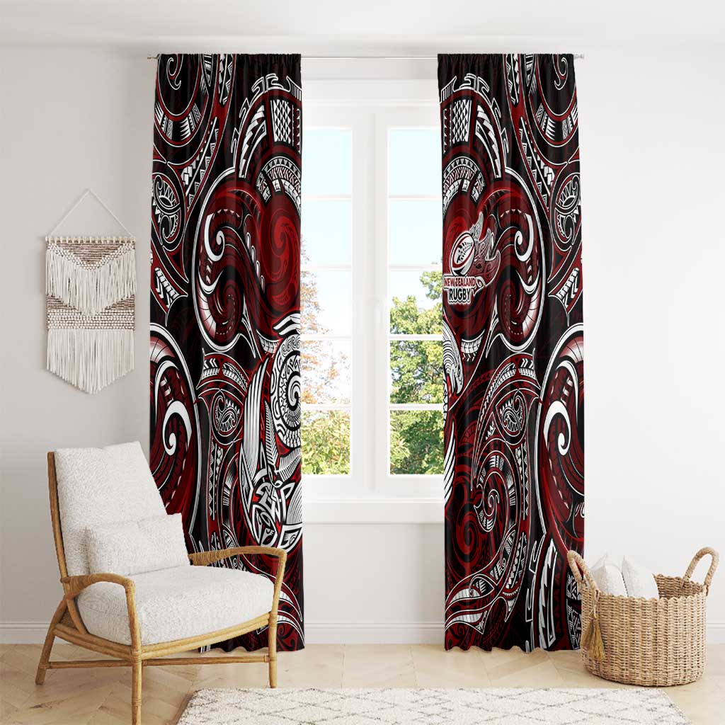 New Zealand Aotearoa Rugby Window Curtain Maori Fern Tattoo Art DT02 - Polynesian Pride
