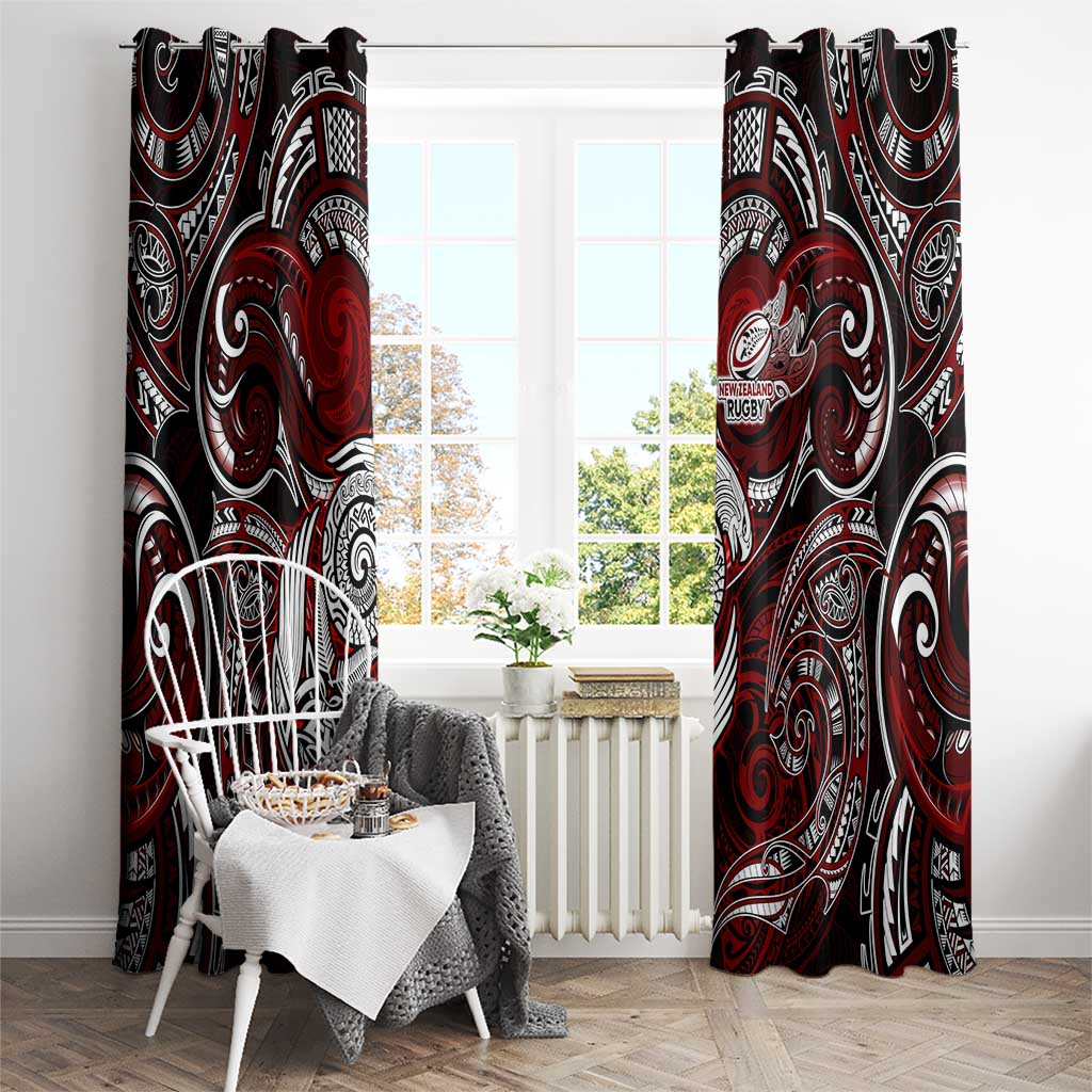 New Zealand Aotearoa Rugby Window Curtain Maori Fern Tattoo Art DT02 - Polynesian Pride