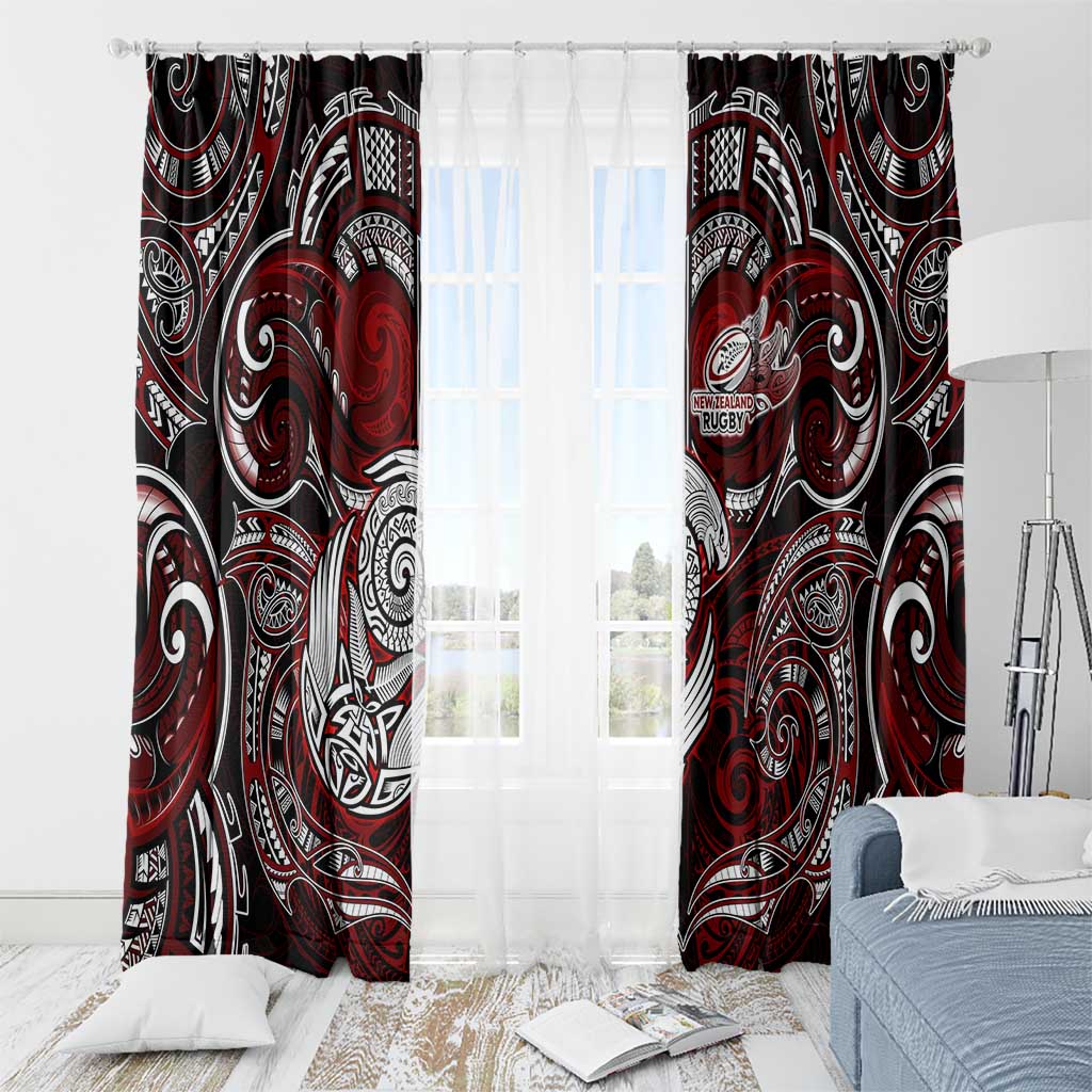 New Zealand Aotearoa Rugby Window Curtain Maori Fern Tattoo Art DT02 - Polynesian Pride