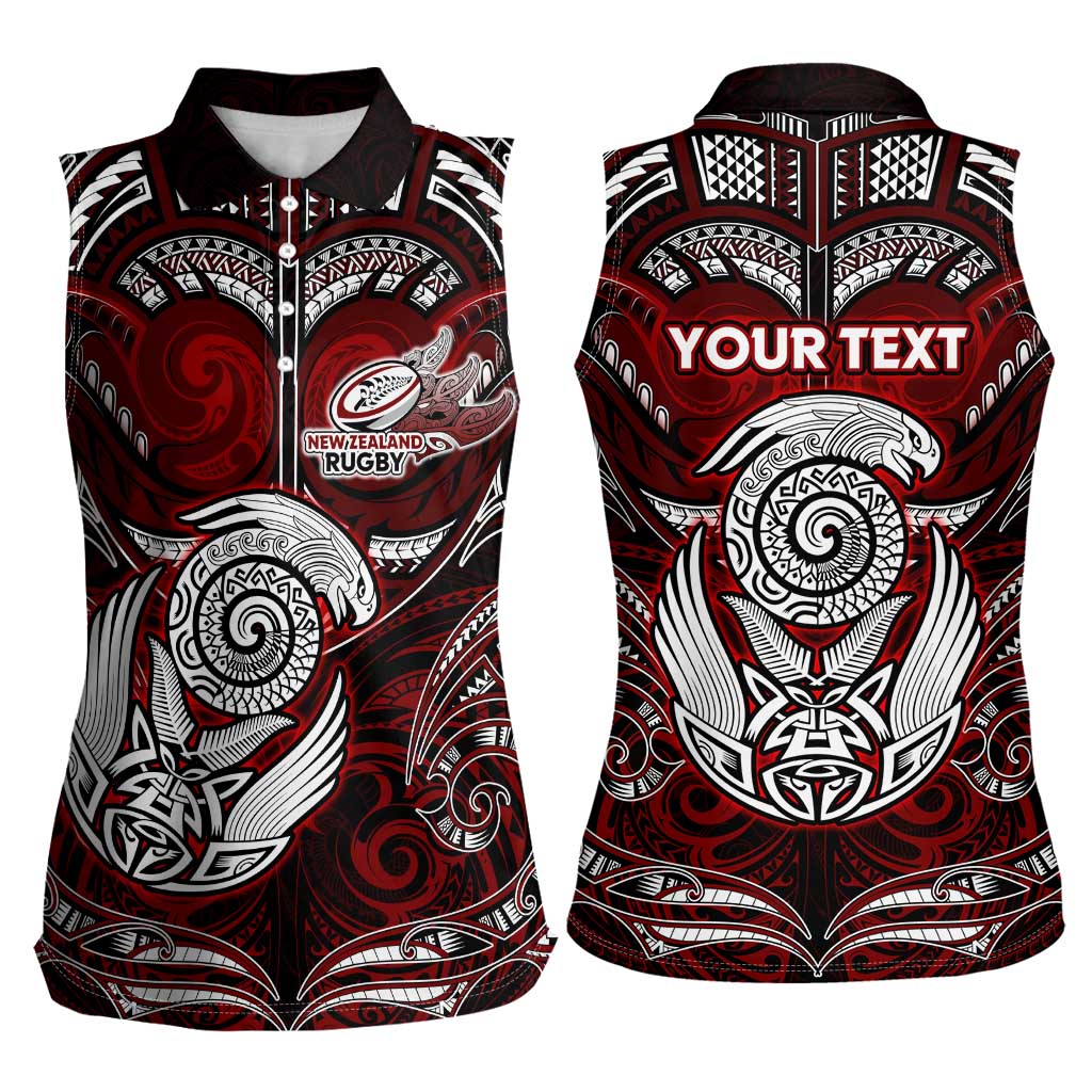 Personalized New Zealand Aotearoa Rugby Women Sleeveless Polo Shirt Maori Fern Tattoo Art DT02 - Polynesian Pride