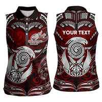 Personalized New Zealand Aotearoa Rugby Women Sleeveless Polo Shirt Maori Fern Tattoo Art DT02 - Polynesian Pride