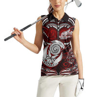Personalized New Zealand Aotearoa Rugby Women Sleeveless Polo Shirt Maori Fern Tattoo Art DT02 - Polynesian Pride