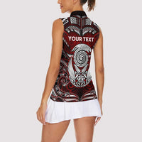 Personalized New Zealand Aotearoa Rugby Women Sleeveless Polo Shirt Maori Fern Tattoo Art DT02 - Polynesian Pride