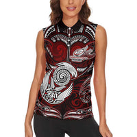 Personalized New Zealand Aotearoa Rugby Women Sleeveless Polo Shirt Maori Fern Tattoo Art DT02 - Polynesian Pride