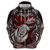 Personalized New Zealand Aotearoa Rugby Zip Hoodie Maori Fern Tattoo Art DT02 - Polynesian Pride