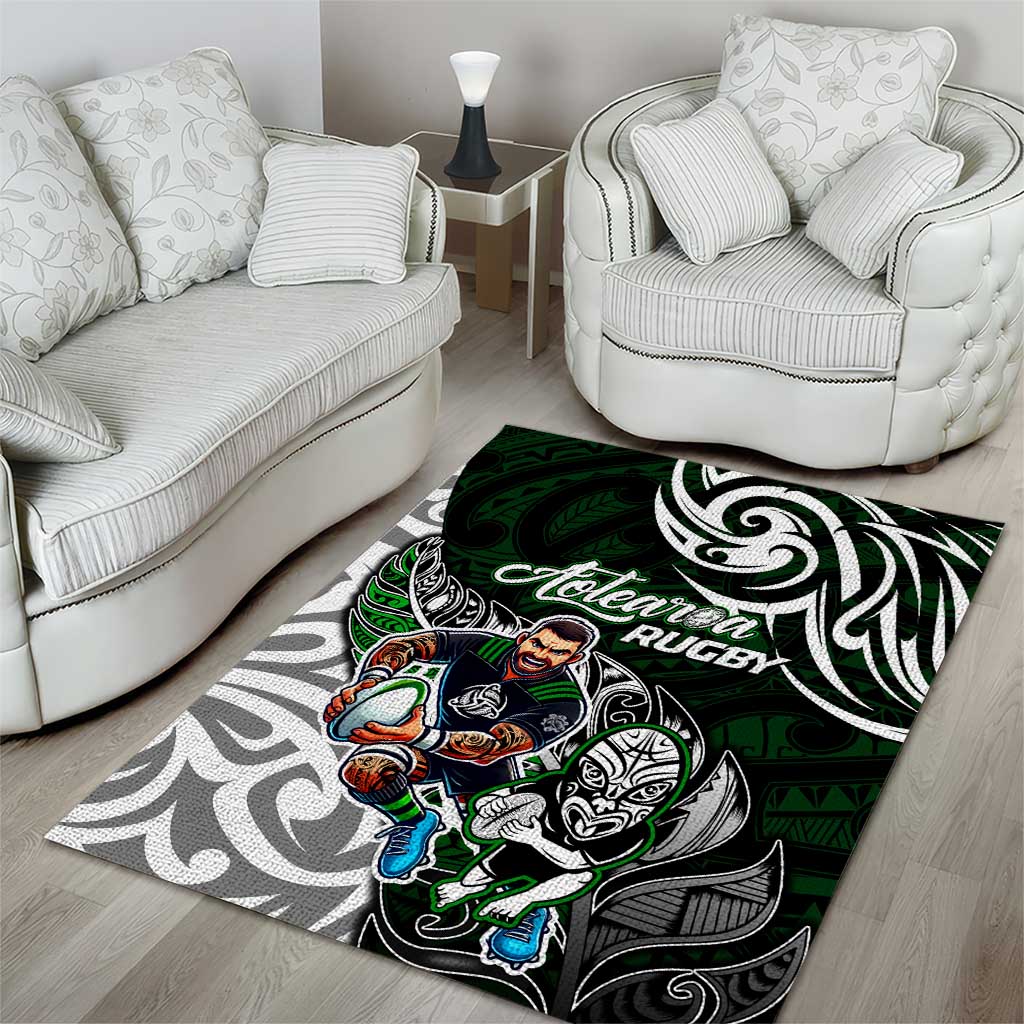 NZ Aotearoa Rugby Area Rug New Zealand Silver Fern