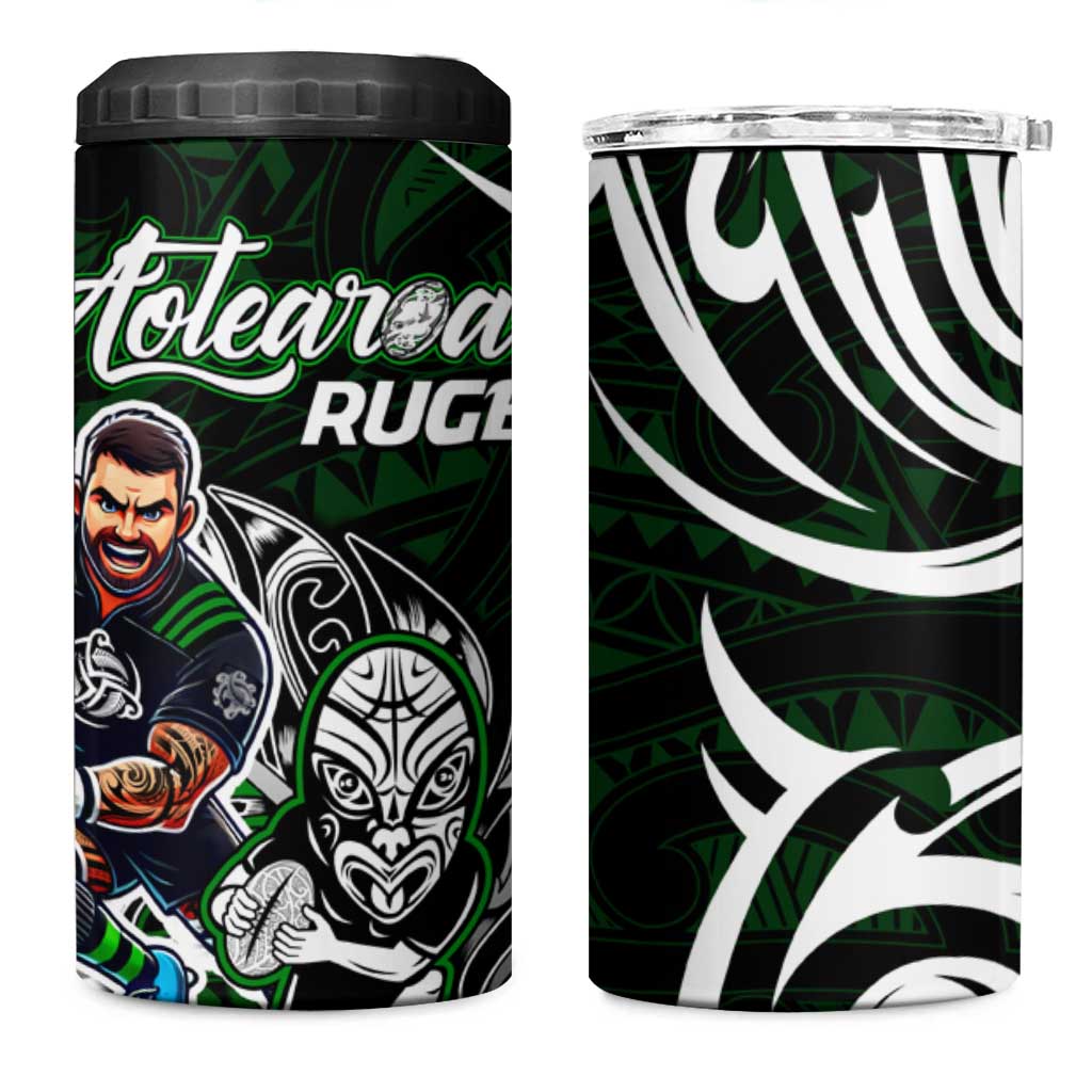 NZ Aotearoa Rugby 4 in 1 Can Cooler Tumbler New Zealand Silver Fern DT02 One Size: 16 oz Green - Polynesian Pride