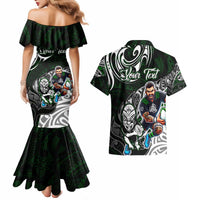 Personalized NZ Aotearoa Rugby Couples Matching Mermaid Dress and Hawaiian Shirt New Zealand Silver Fern DT02 - Polynesian Pride