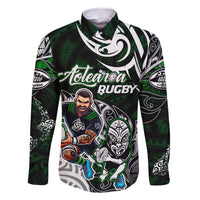 Personalized NZ Aotearoa Rugby Family Matching Mermaid Dress and Hawaiian Shirt New Zealand Silver Fern DT02 Dad's Shirt - Long Sleeve Green - Polynesian Pride