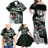 Personalized NZ Aotearoa Rugby Family Matching Off Shoulder Maxi Dress and Hawaiian Shirt New Zealand Silver Fern DT02 - Polynesian Pride