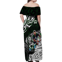 Personalized NZ Aotearoa Rugby Family Matching Off Shoulder Maxi Dress and Hawaiian Shirt New Zealand Silver Fern DT02 - Polynesian Pride