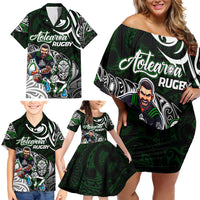 Personalized NZ Aotearoa Rugby Family Matching Off Shoulder Short Dress and Hawaiian Shirt New Zealand Silver Fern DT02 - Polynesian Pride