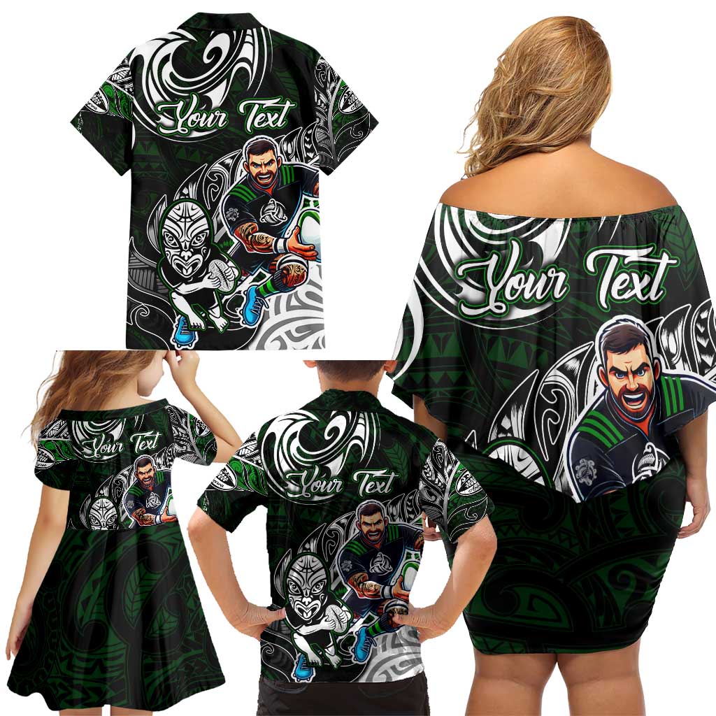 Personalized NZ Aotearoa Rugby Family Matching Off Shoulder Short Dress and Hawaiian Shirt New Zealand Silver Fern DT02 - Polynesian Pride