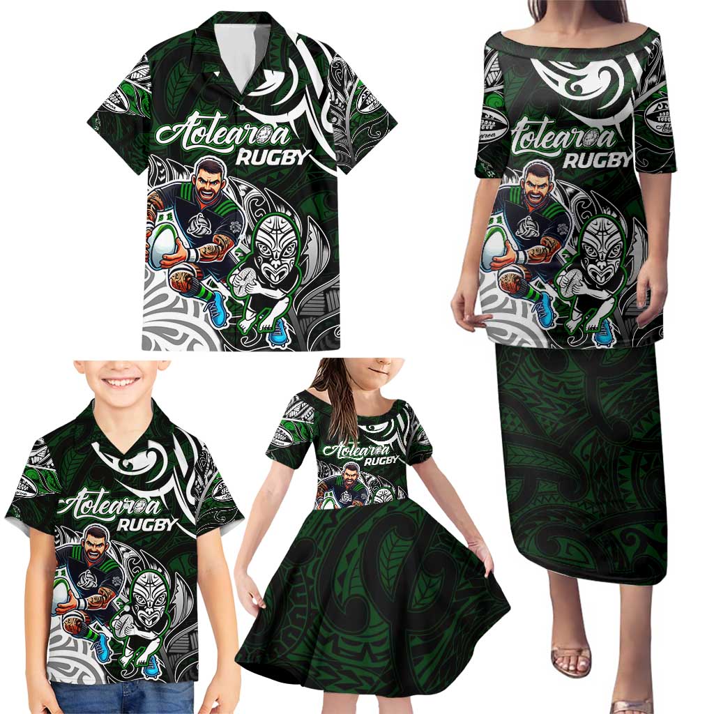 Personalized NZ Aotearoa Rugby Family Matching Puletasi and Hawaiian Shirt New Zealand Silver Fern DT02 - Polynesian Pride