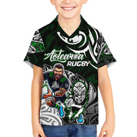 Personalized NZ Aotearoa Rugby Family Matching Summer Maxi Dress and Hawaiian Shirt New Zealand Silver Fern DT02 Son's Shirt Green - Polynesian Pride