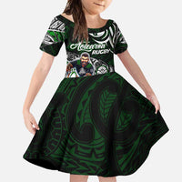 Personalized NZ Aotearoa Rugby Family Matching Tank Maxi Dress and Hawaiian Shirt New Zealand Silver Fern DT02 Daughter's Dress Green - Polynesian Pride