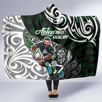 NZ Aotearoa Rugby Hooded Blanket New Zealand Silver Fern DT02 One Size Green - Polynesian Pride
