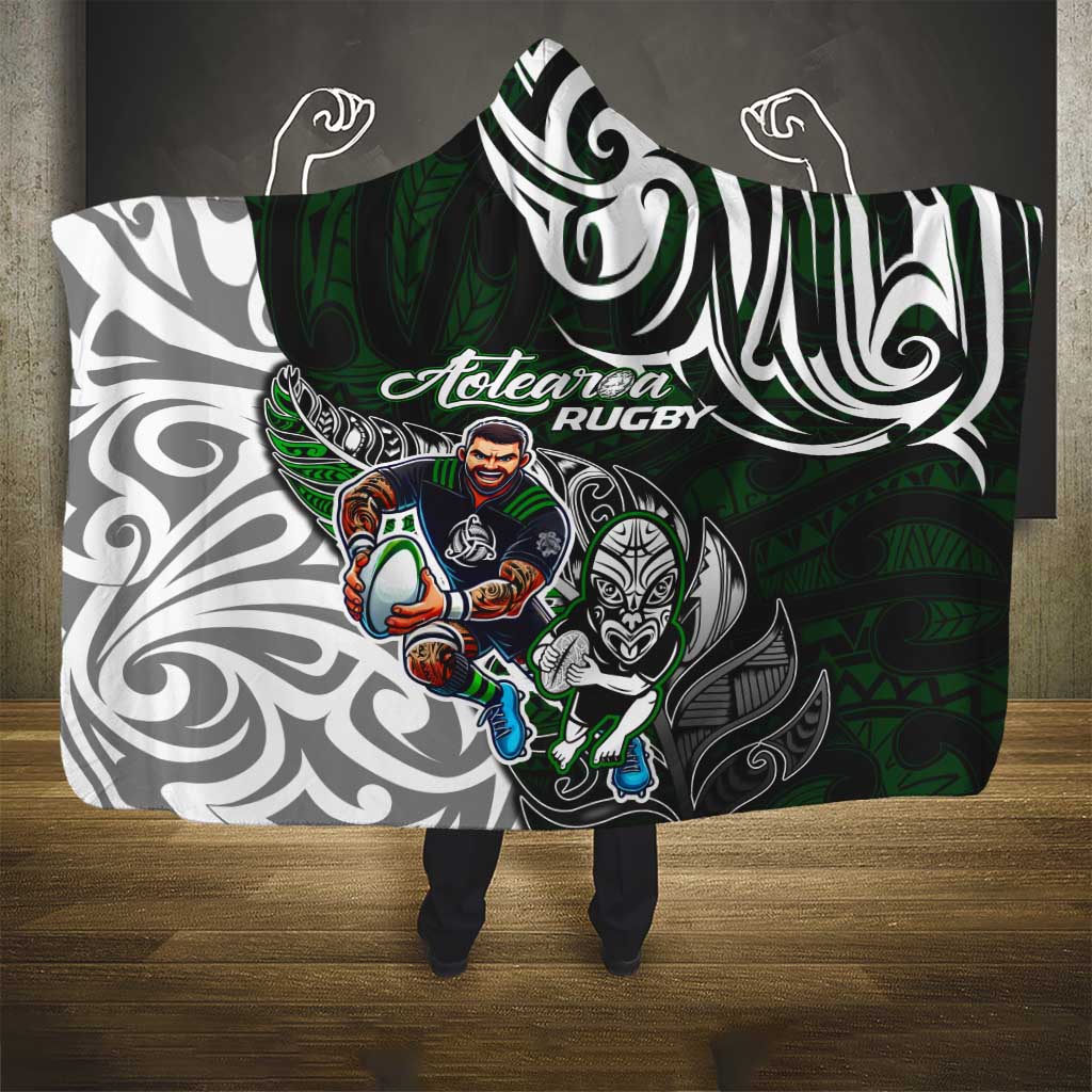 NZ Aotearoa Rugby Hooded Blanket New Zealand Silver Fern DT02 - Polynesian Pride
