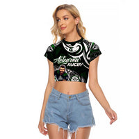 Personalized NZ Aotearoa Rugby Raglan Cropped T Shirt New Zealand Silver Fern