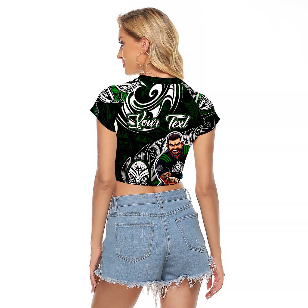 Personalized NZ Aotearoa Rugby Raglan Cropped T Shirt New Zealand Silver Fern