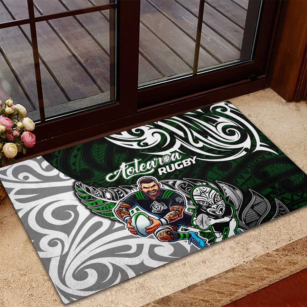 NZ Aotearoa Rugby Rubber Doormat New Zealand Silver Fern