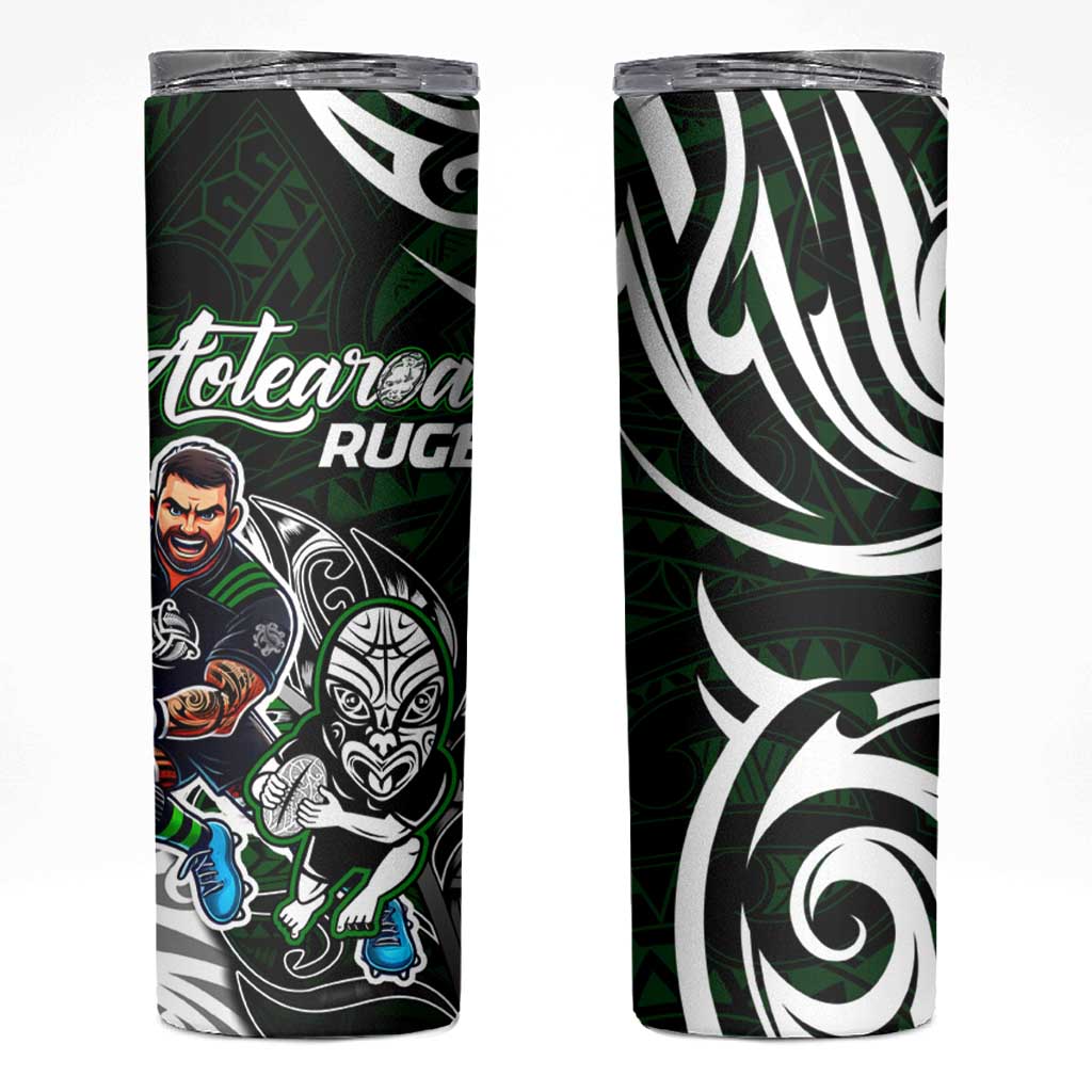 NZ Aotearoa Rugby Skinny Tumbler New Zealand Silver Fern DT02 Green - Polynesian Pride