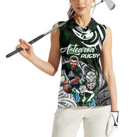 Personalized NZ Aotearoa Rugby Women Sleeveless Polo Shirt New Zealand Silver Fern DT02 - Polynesian Pride