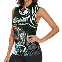Personalized NZ Aotearoa Rugby Women Sleeveless Polo Shirt New Zealand Silver Fern DT02 - Polynesian Pride