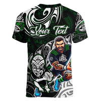 Personalized NZ Aotearoa Rugby Women V-Neck T-Shirt New Zealand Silver Fern DT02 - Polynesian Pride