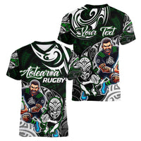Personalized NZ Aotearoa Rugby Women V-Neck T-Shirt New Zealand Silver Fern DT02 - Polynesian Pride