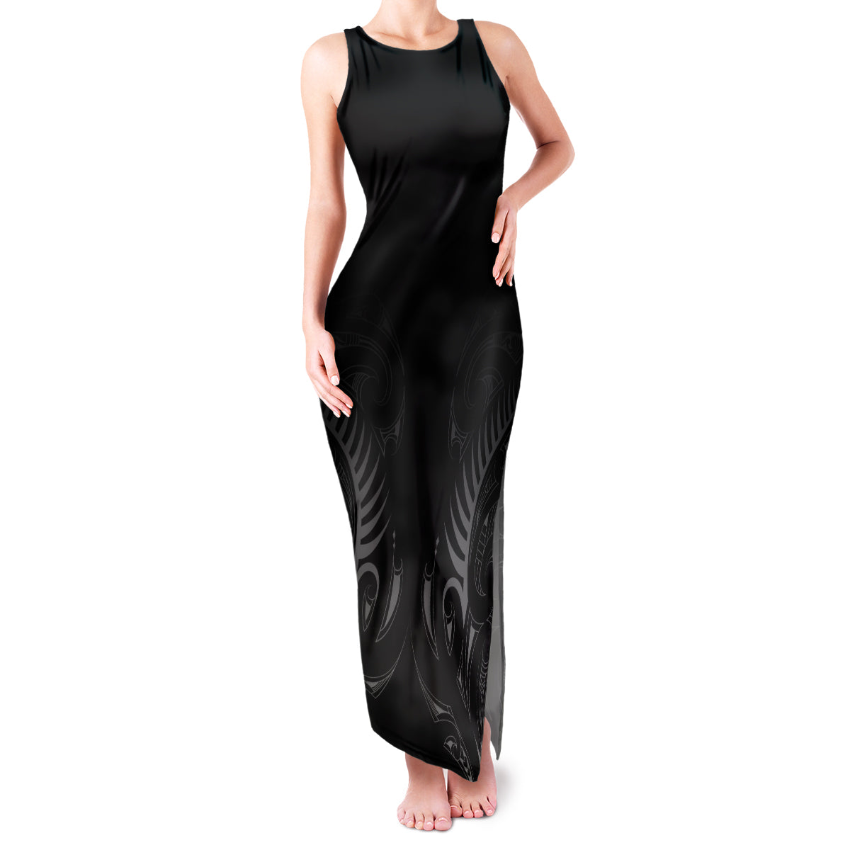New Zealand Family Matching Tank Maxi Dress and Hawaiian Shirt Rugby 2023 Champions Black DT02 Mom's Dress Black - Polynesian Pride